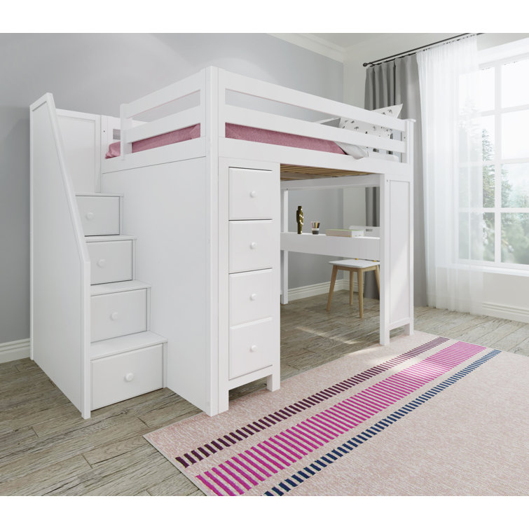 Wayfair full loft bed with deals desk